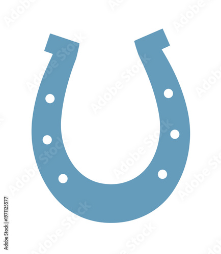幸運のシンボル、青い馬蹄のベクターイラスト。お守りや縁起物、成功を願うデザイン素材に最適なシンプルなアイコン。