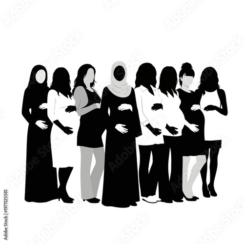 Pregnant Women in Silhouette Formation.