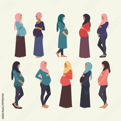 Pregnant Women in Various Poses.