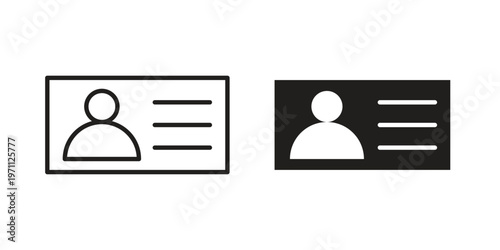 Identity card icon set, collection of icon in editable strokes and flat versions