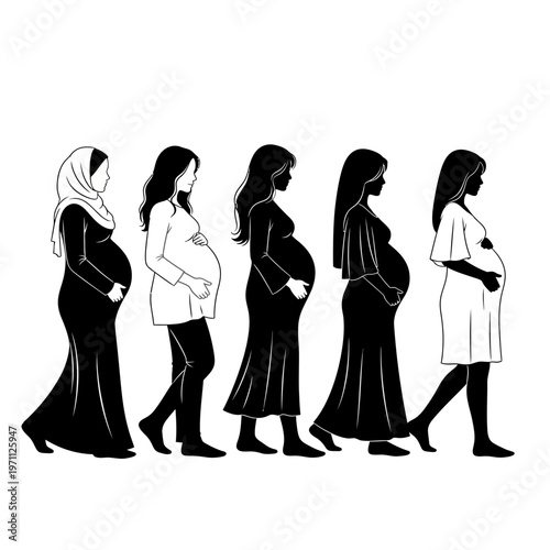 Pregnant women in various stages.