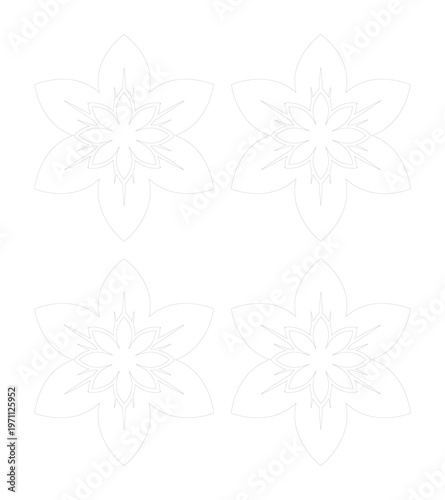 繊細な花びらの白い花模様、ミニマルでエレガントな植物のベクターイラスト素材、デザイン要素、背景や装飾に最適な抽象的なフローラルパターン