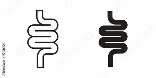Intestine icon set, collection of icon in editable strokes and flat versions