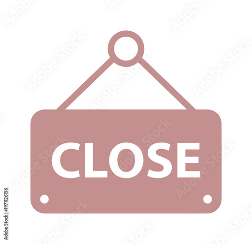 クローズドサイン、シンプルでモダンな店舗閉鎖を示すベクターアイコン、ビジネスやサービス終了を伝えるグラフィック素材、ウェブサイトやアプリ向けのミニマルなデザイン