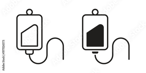 IV bag icon set, collection of icon in editable strokes and flat versions
