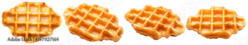 Fotografie Delicious golden liege waffles with a shiny glaze, freshly baked and isolated on a transparent background