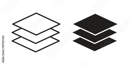 Layers icon set, collection of icon in editable strokes and flat versions