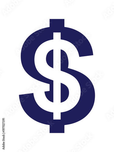 ネイビーブルーのドル記号、金融と経済を象徴するシンプルなベクターアイコン、ビジネスや投資の概念に最適なグラフィック素材