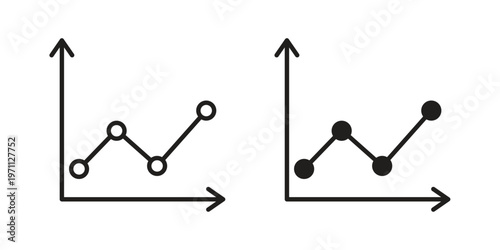 Line chart icon set, collection of icon in editable strokes and flat versions