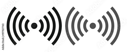 無線信号と電波のアイコンセット、デジタル通信と接続を示すシンプルなベクターイラスト、ウェブサイトやモバイルアプリのUIデザインに最適なシンボル