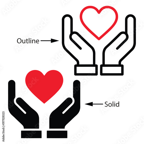 Hand holding a heart symbol representing love care and romance