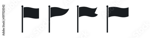 Solid flag icon set. flag, waving banner, pennant, standard, pole. flag silhouettes, motion, celebration, marker, signal. line, flat and colored vector icon set.