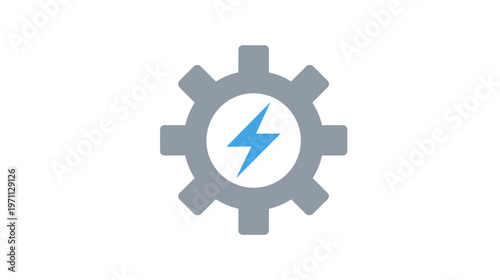 Gear and Lightning Bolt Icon for Settings, Power, Energy, Technology, and Efficiency