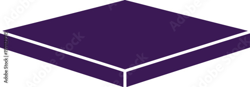 Purple rectangular with white edges in isometric view rectangle