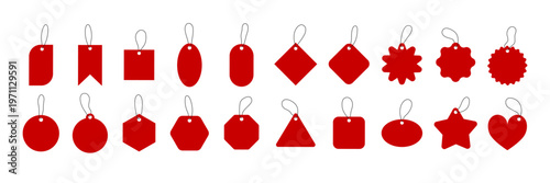 Red tags various shapes collection vector