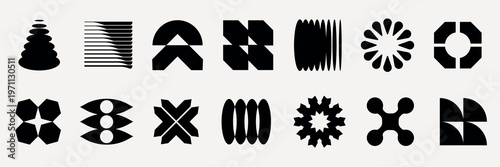 Fotografie Abstract geometric black shapes vector set