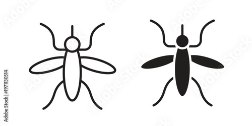 Mosquito icon set, collection of icon in editable strokes and flat versions
