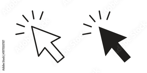 Mouse icon set, collection of icon in editable strokes and flat versions