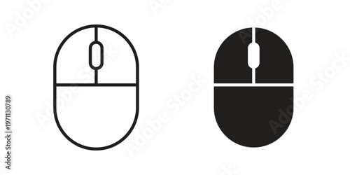 Mouse icon set, collection of icon in editable strokes and flat versions