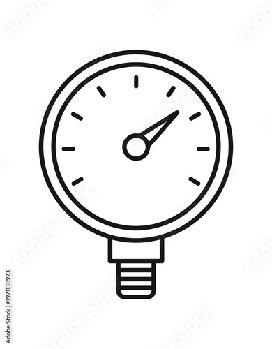 Pressure gauge icon. meter, manometer, dial, measurement, pressure indicator, gauge. line and flat vector illustration.