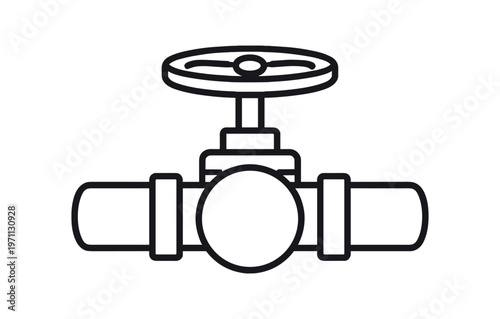 Pipeline valve icon. ball valve, shutoff valve, pipe connector, flow control, plumbing component. flat vector illustration isolated on white background.