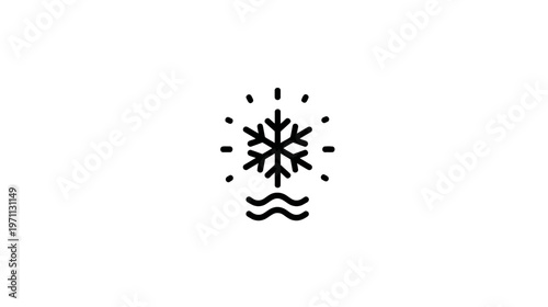 Cooling Liquid or Water Freeze Outline Icon. Minimalist Cold Temperature Snowflake Symbol for Freshness and Chill.