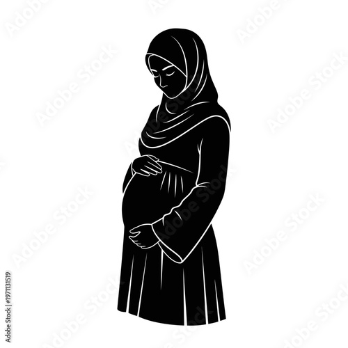 Pregnant Woman Wearing Hijab Portrait.