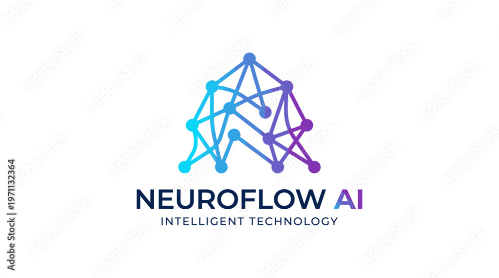 Fototapeta premium Abstract ai technology logo design with network connections isolated