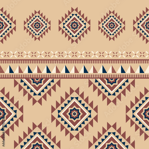 Geometric ethnic Navajo seamless abstract pattern. Native American ethnic repeat vector illustration. For background , wallpaper, clothing, decorative, textile, texture, ornament, wrapping, batik