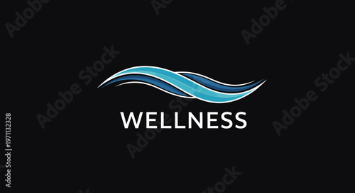 Abstract wellness logo water waves symbolizing health and wellbeing