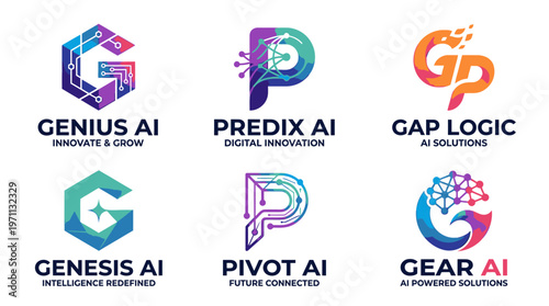Abstract ai logos conceptual designs for technology and innovation