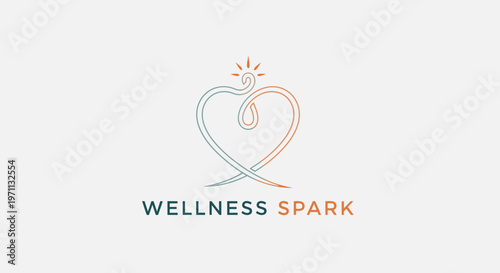 Abstract heart shape logo with spark symbol illustrating wellness and wellbeing