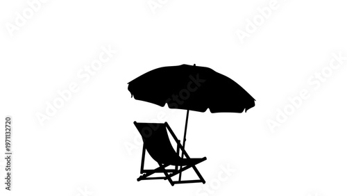 Beach Chair Under Large Umbrella.