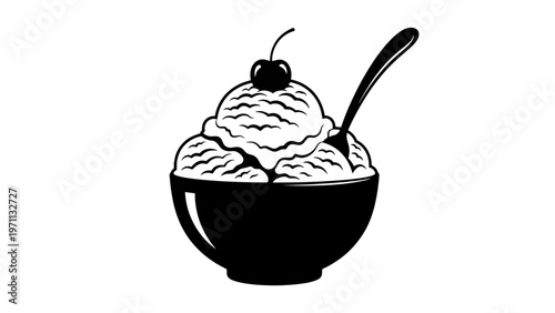 Black and white illustration of dessert.