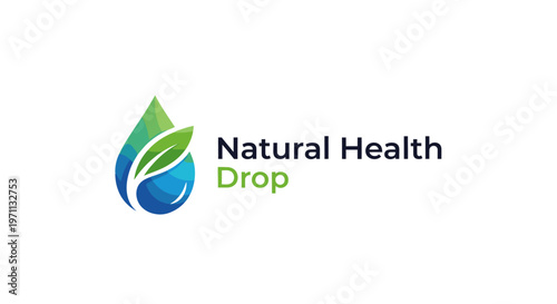 Abstract logo design featuring a water drop and leaves concept illustration