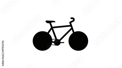 Black bicycle silhouette on white background.