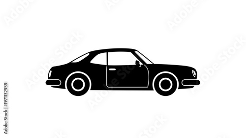 Black silhouette of a classic car.