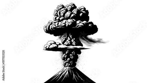 Erupting Volcano with Smoke and Ash.