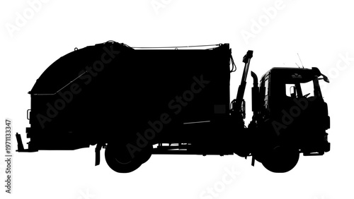 Silhouette of a Garbage Truck Vehicle.