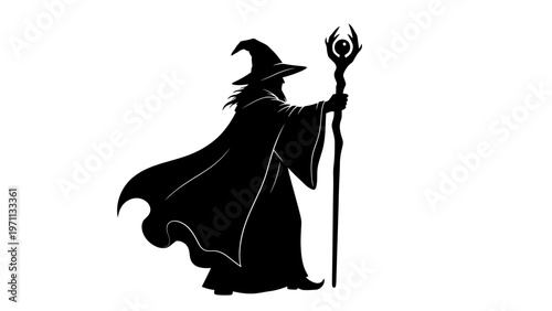 Silhouette of a magic wizard.