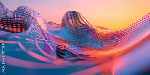 Abstract Colorful Wave Landscape with Vibrant Gradient Flow