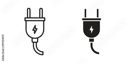 Plug icon set, collection of icon in editable strokes and flat versions