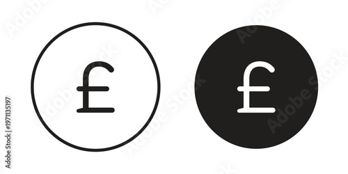 Pound icon set, collection of icon in editable strokes and flat versions