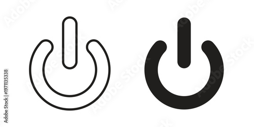 Power button icon set, collection of icon in editable strokes and flat versions