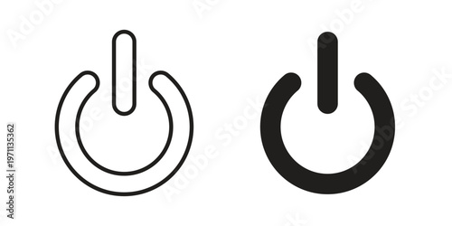 Power button icon set, collection of icon in editable strokes and flat versions