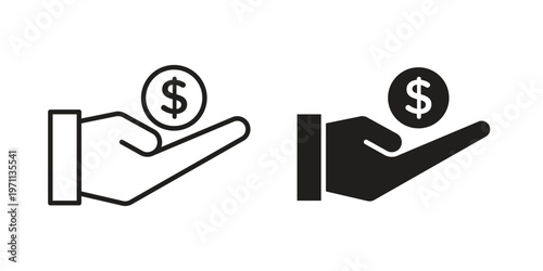 Price icon set, collection of icon in editable strokes and flat versions