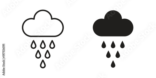 Rain icon set, collection of icon in editable strokes and flat versions