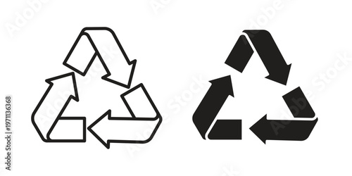 Recycle icon set, collection of icon in editable strokes and flat versions