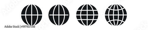 Globe icon set. solid world, filled planet, global network, map marker and connectivity symbols. line, flat and colored vector icon set.