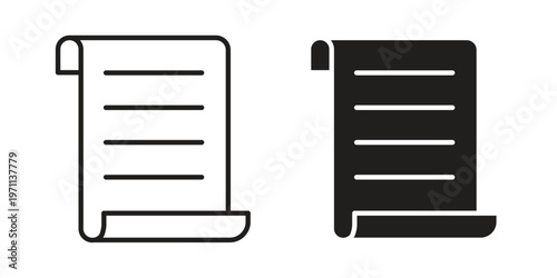 Scroll icon set, collection of icon in editable strokes and flat versions